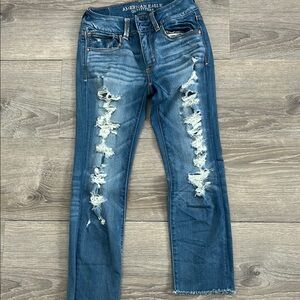 American Eagle Outfitters Blue Ankle Cropped Jeans
